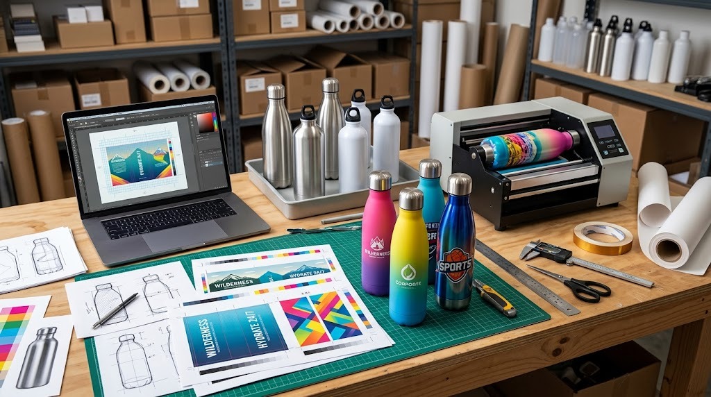 Custom Water Bottle Printing & Designing in Islamabad & Rawalpindi Gallery Angle 2 - Ittehad Printers Islamabad